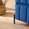Wide Upholstered Velvet Storage Soft Bench Footstool Ottoman End Of Bed With Metal Legs, Foot Rest For Living Room, Entryway And Bedroom - Black / Navy - Image 7