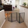Pet Gate Dog Gate For Doorways, Stairs Or House Freestanding, Folding - Dark Brown - Image 15