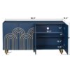Modern Fluted Sideboard Buffet With Adjustable Shelves, Curve Element With Strict Lines - Navy Blue - Image 3