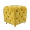Modern Velvet Upholstered Ottoman, Exquisite Small End Table, Soft Foot Stool, Dressing Makeup Chair, Comfortable Seat For Living Room, Bedroom, Entrance - Yellow - Image 7