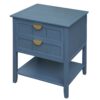 2 Drawer Side Table, American Style, End Table, Suitable For Bedroom - Blue - Image 10