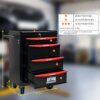 Rolling Metal Tool Chest With 4 Drawers, 20" Steel Storage Cabinet With Ball Bearing Slides - Black / Red - Image 12