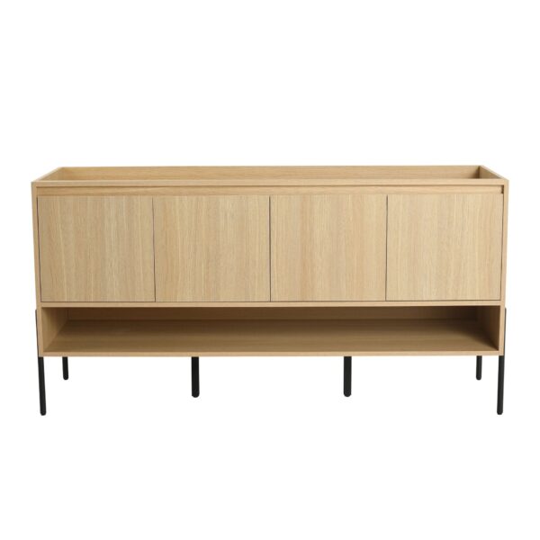 Modern Freestanding Bathroom Vanity With 4 Soft Close Cabinet Doors - Oak