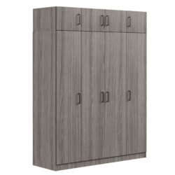 Contemporary 4 Door Wardrobe With 1 Drawer And Top Cabinet - Gray