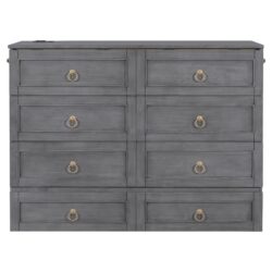 Full Size Murphy Bed With Large Drawers And Stylish Design - Gray