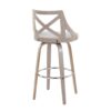 Charlotte - Farmhouse Fixed Height Barstool With Swivel With Round Footrest (Set of 2) - Light Gray / Cream - Image 4