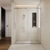 Semi Frame Single Sliding Shower Door - Brushed Nickel - Image 3