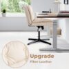 Large Size Armless Home Office Desk Chair Vanity Chair No Wheels - Beige - Image 6
