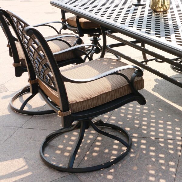 Patio Outdoor Dining Swivel Rocker Chairs With Cushion (Set of 2) - Dupione Brown
