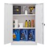 Metal Storage Cabinet With Locking Doors And Adjustable Shelf, Folding Filing Storage Cabinet, Folding Storage Locker Cabinet For Home Office, School, Garage - White - Image 14