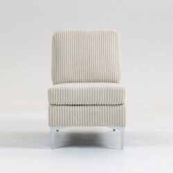 Modular Sectional Sofa Armless Seat Module, Corduroy Sectional Couch, Single Couch Modular Armless Accent Chair With Back Cushion - Beige
