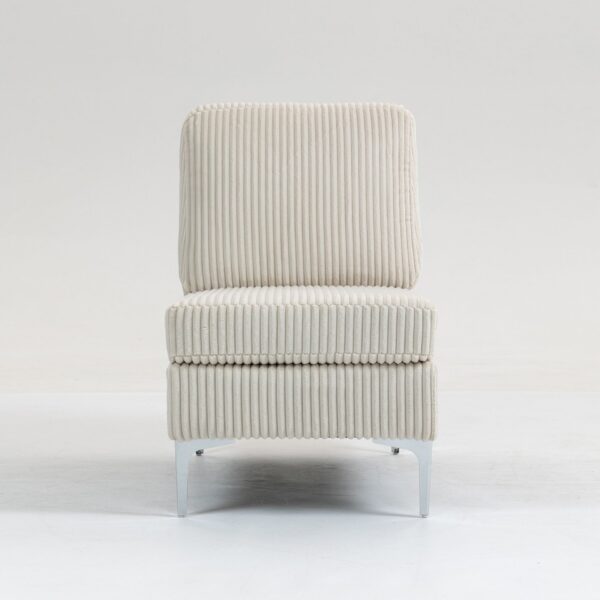 Modular Sectional Sofa Armless Seat Module, Corduroy Sectional Couch, Single Couch Modular Armless Accent Chair With Back Cushion - Beige