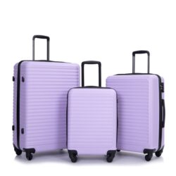 3 Piece Luggage Sets Lightweight Suitcase With Two Hooks, Spinner Wheels, Tsa Lock, (20/24/28) - Lavender Purple