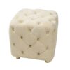 Modern Velvet Upholstered Ottoman, Exquisite Small End Table, Soft Foot Stool, Dressing Makeup Chair, Comfortable Seat For Living Room, Bedroom, Entrance - Beige - Image 10
