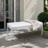 Outdoor Patio Stationary Bench With Sunbrella Fabric Cushion - Grayish - Image 2