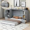 Full Size Murphy Bed With Drawers, Cabinets, And USB Ports - Gray - Image 20