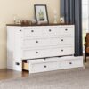 Full Solid Pine Murphy Bed Chest With Charging Station And Large Storage Drawer For Home Office Or Small Room - White / Walnut - Image 2