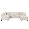 4 Pieces Sectional Sofa With Ottoman With Right Side Chaise - White - Image 8