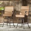 Outdoor Sling Counter Stool (Set of 2) With Aluminum Frame, All Weather - Dark Brown - Image 2