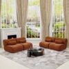 Modern L - Shaped Modular Sofa Set High Comfort Chenille Fabric, Freely Arrangeable For Living Room - Orange - Image 7