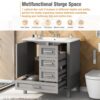 Bathroom Vanity, Modern Bathroom Cabinet With Sink Combo Set, Bathroom Storage Cabinet With A Soft Closing Door And 3 Drawers, Solid Wood Frame - Gray - Image 6
