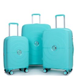 Expandable Hardshell Suitcase Double Spinner Wheels Pp Luggage Sets Lightweight Durable Suitcase & Tsa Lock, 3 Piece Set (20/24/28) - Lake Blue