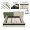 King Modern Upholstered Platform Bed With Storage Space, Sturdy And Stable Solid Wood Frame, Polyester Fabric, Easy To Assemble - Beige - Image 10
