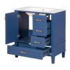 Bathroom Vanity, Modern Bathroom Cabinet With Sink Combo Set, Bathroom Storage Cabinet With A Soft Closing Door And 3 Drawers, Solid Wood Frame - Blue - Image 10