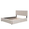 Queen Size Upholstered Platform Bed With 2 Drawers And 1 Twin Long Trundle - Dark Beige - Image 12