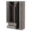 Modern 3 Door Mirror Wardrobe With 2 Drawers And Top Cabinet - Gray - Image 3