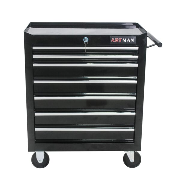 7 Drawers Multifunctional Tool Cart With Wheels - Black