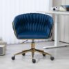 Woven Office Chair, Vanity Chairs With Wheels, Height Adjustable, 360 Degree Swivel For Bedroom, Living Room - Blue - Image 8
