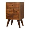 4 Drawer Multi Bedside Table - Chestnut - Image 4