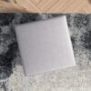 Amber - Square Upholstered Ottoman Linen - Light Gray - Image 3