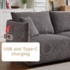 Multi Module Combination Style Sofa For Living Room And Other Lounge Spaces, Modern Minimalist Corduroy Combination Sofa With 2 Comfort Cushions With USB & C Charging Ports, 2 Sets - Gray - Image 6