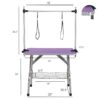 Folding Dog Pet Grooming Table Stainless Steel Frame Rubber Mat On Board With Adjustable Arm And Clamps Pet Dog Cat Grooming Table - Purple - Image 21