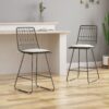 Yearning - Iron Counter Stool With Water Resistant Cushion - Black / Ivory - Image 2