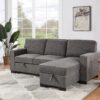 Estelle - Reversible Sleeper Sectional With Storage Chaise Drop-Down Table 2 Cup Holders And 2 USB Ports - Dark Gray - Image 7