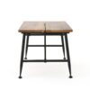 Rectangle Outdoor Coffee Table With Angled Tubular Legs And Wood Top - Black - Image 6