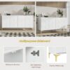 Creative Carved 4 Door Sideboard With Handleless Press To Open Design - White - Image 4