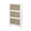 Modern Rattan 3 Door Shoe Rack Cabinet For Entryway Freestanding White Storage Unit In Particle Board - White - Image 10