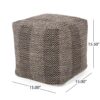 Barracuda - Handcrafted Cotton Pouf With Chevron Pattern - Brown / Beige - Image 3