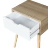 Side Table With 1 Drawer, Mid-Century Modern Storage Cabinet For Bedroom - White / Wood - Image 7