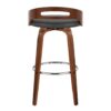 Cassis - Mid-Century Modern Fixed Height Barstool With Swivel With Round Footrest (Set of 2) - Walnut / Gray - Image 5