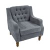 Accent Chair, Living Room Chair, Footrest Chair Set With Vintage Brass Studs, Button Tufted Upholstered Armchair For Living Room, Comfy Reading Chair For Bedroom, Reception Room - Gray - Image 12