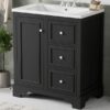 Bathroom Vanity Cabinet With Ceramic Basin, 3 Drawers And Adjustable Shelves - Black - Image 25