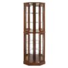 6 Shelf Corner Curio Display Cabinet With Lights, Mirrors And Adjustable Shelves (E26 Light Bulb Not Included) - Walnut - Image 7