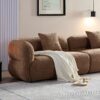 Sectional Sofa With Durable Fabric, Solid Wood Frame, And High Density Sponge Fill - Camel - Image 6