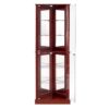 Corner Curio Dispaly Cabinet With Lights, Adjustable Tempered Glass Shelves, Mirrored Back (E26 Light Bulb Not Included) - Cherry - Image 8
