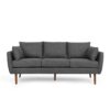 Diaphanous - Upholstered 3 Seater Sofa With 2 Accent Pillows And Wood Legs - Charcoal - Image 8